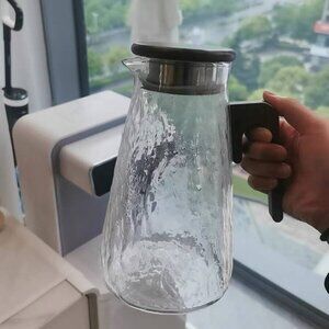 Clear Glass Water Pitcher with Lid & Handle